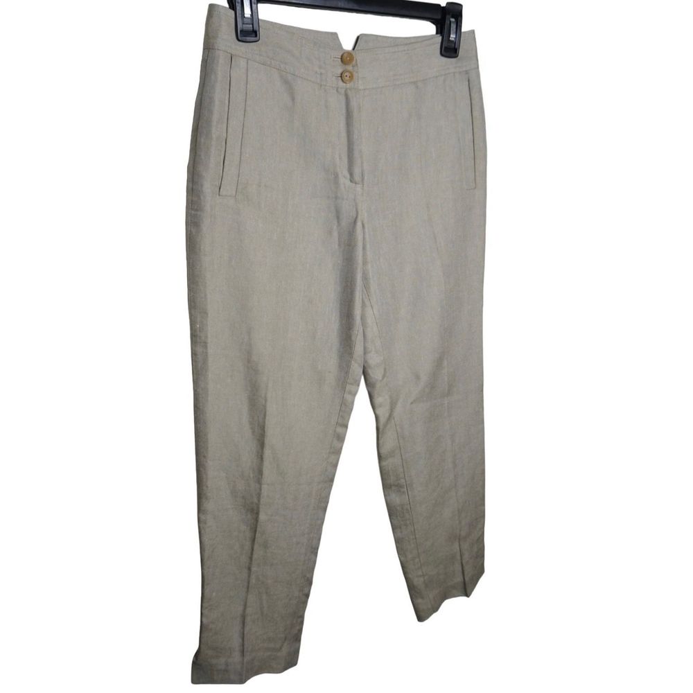 Agnona Women's Tan Pleated Cropped IT 40 US 4 Linen‎ Dress Pants Tan